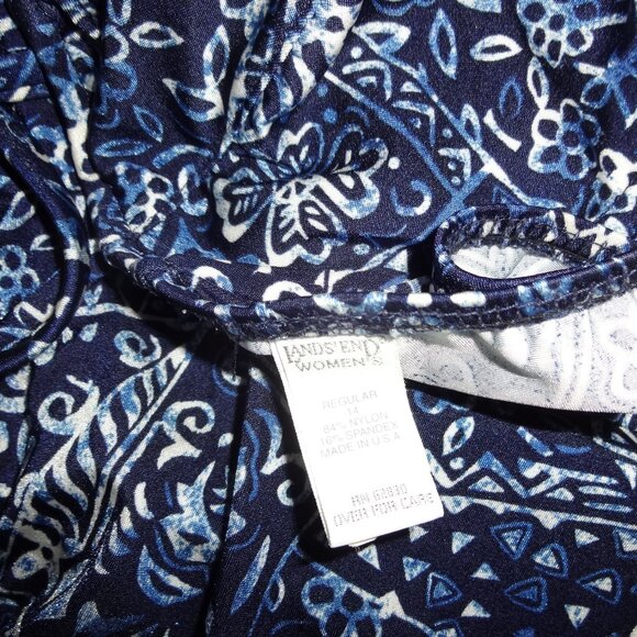 Lands' End 3 Piece Set 14 Bathing/Swim Suit navy/white batik/bandana 2 pc+shorts - Picture 16 of 16